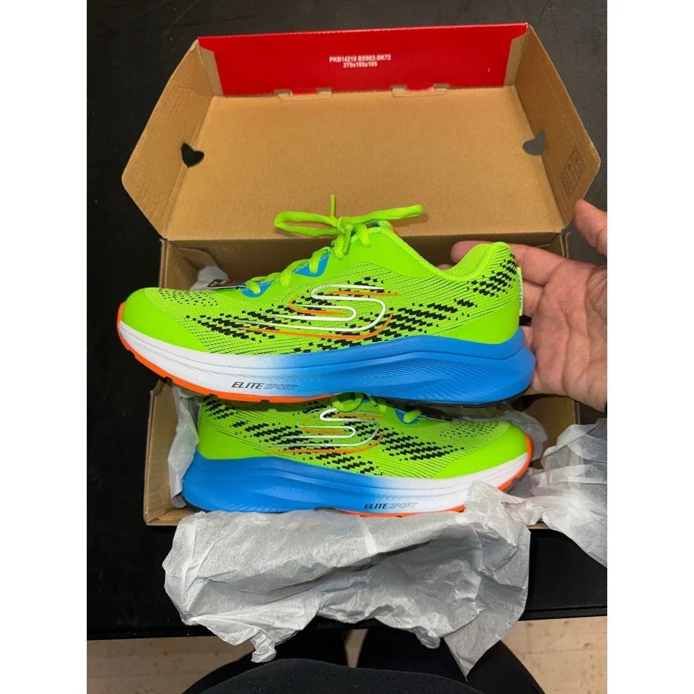 Skechers Kids Elite Sport Stride Lime Blue Sneakers 403953L LMBL Size 4 NEW